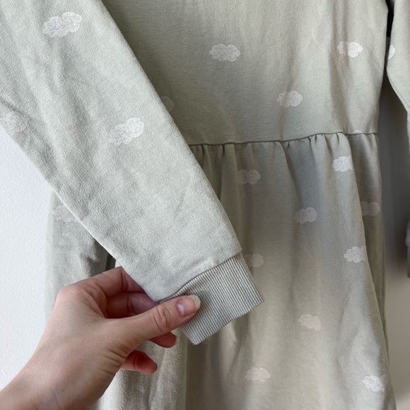 Rylee + Cru long sleeve sweater dress neutral cloud print cotton blend girls 8-9 - Picture 6 of 12
